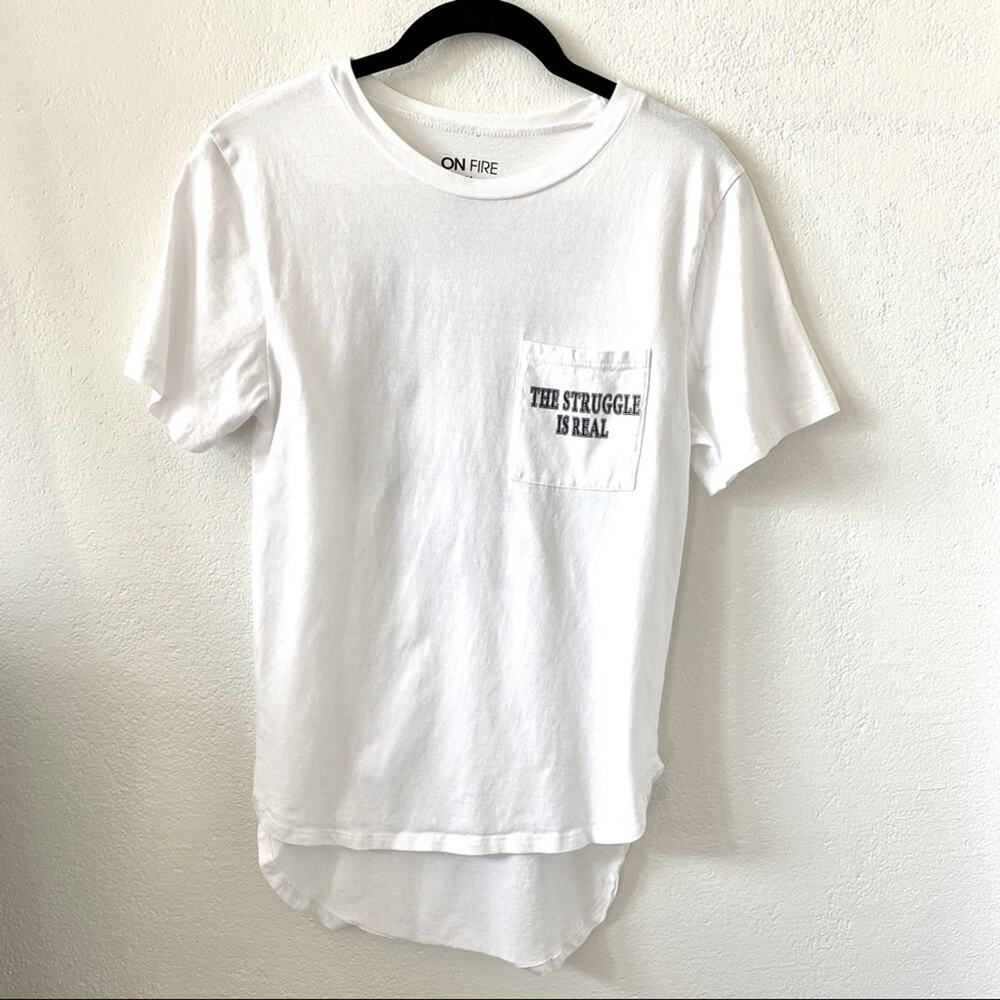 On Fire The Struggle Is Real Graphic Pocket Tee Size Medium